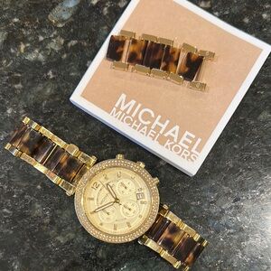 Michael Kors Gold and Brown Chronograph Watch